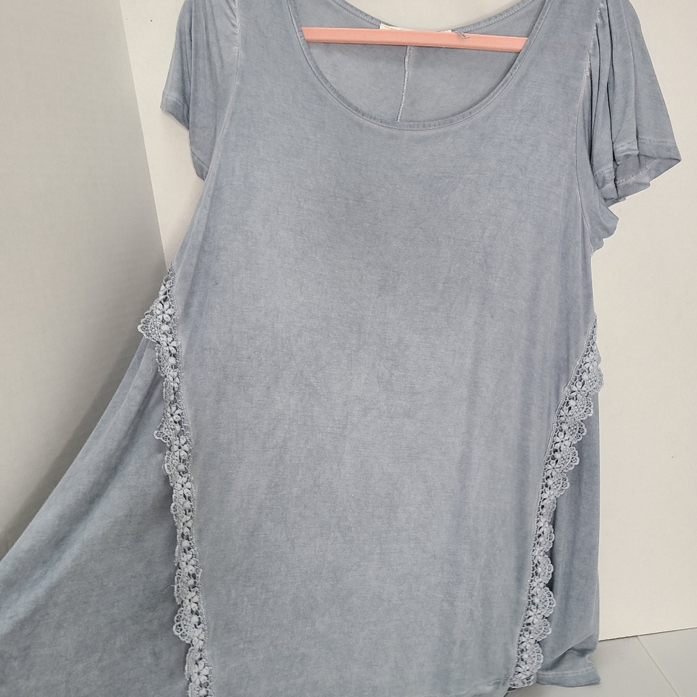 Blue Lace High Low Tshirt
